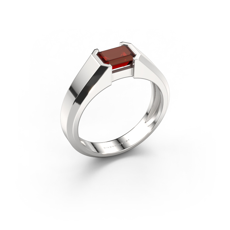 Bild von Herrenring Rick 950 Platin Granat 7x5 mm