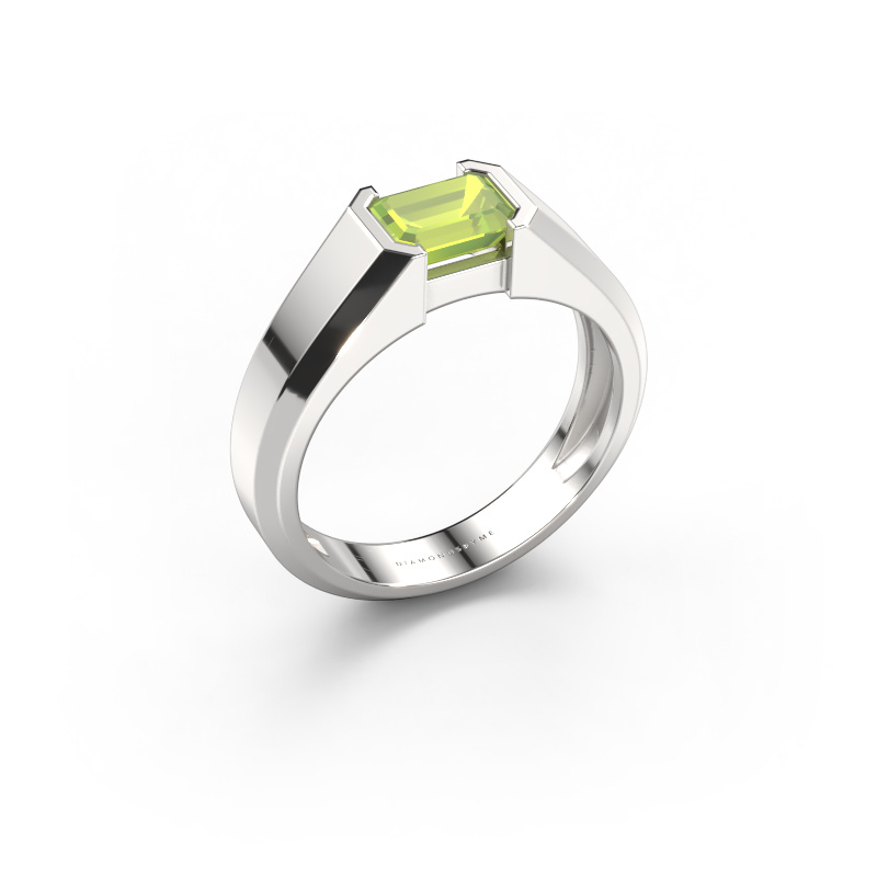 Image of Men's ring Rick 950 platinum Peridot 7x5 mm