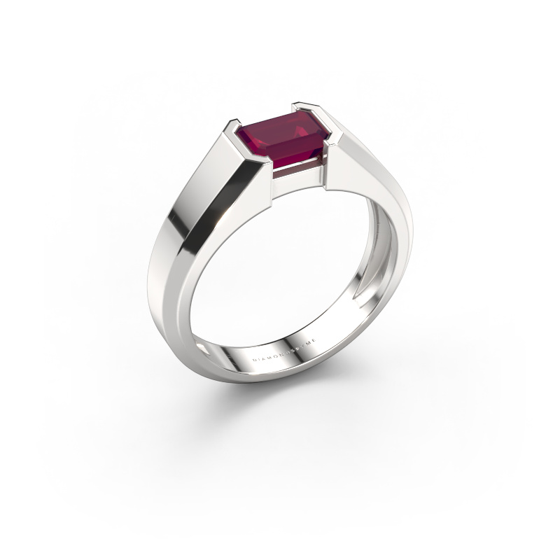 Image de Bague pour homme Rick 950 platine Rhodolite 7x5 mm