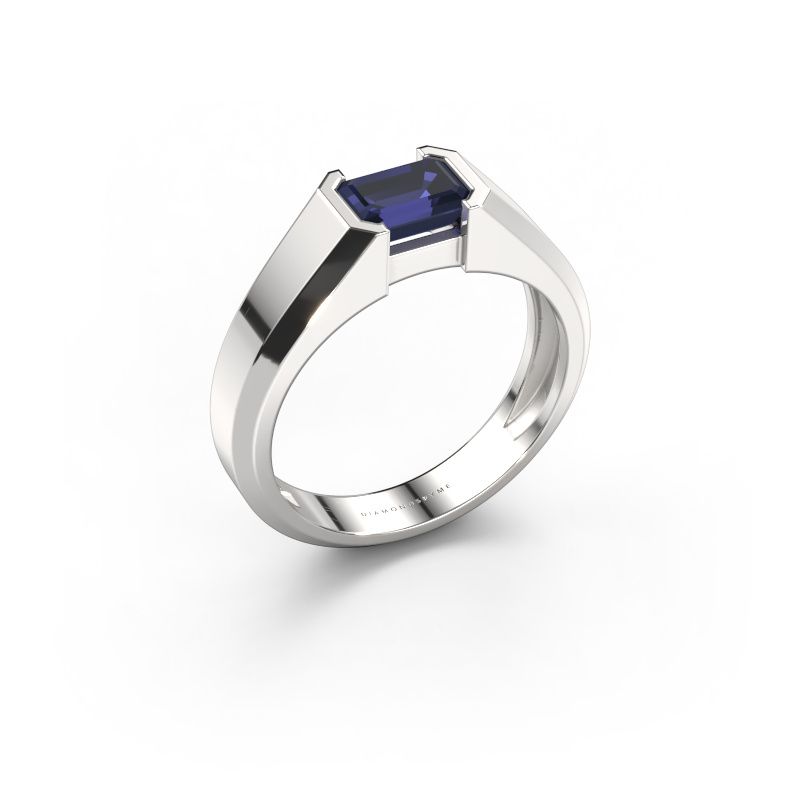 Afbeelding van Heren ring Rick 950 platina Saffier 7x5 mm