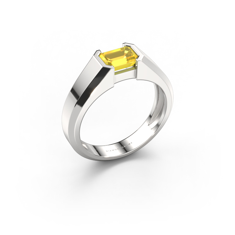 Image de Bague pour homme Rick 950 platine Saphir jaune 7x5 mm