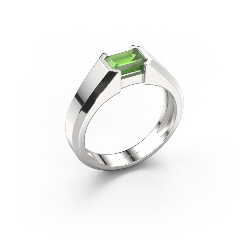 Afbeelding van Heren ring Rick 950 platina Toermalijn groen 7x5 mm