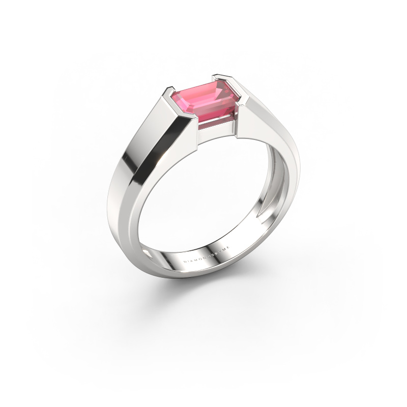 Afbeelding van Heren ring Rick 585 witgoud Toermalijn pink 7x5 mm
