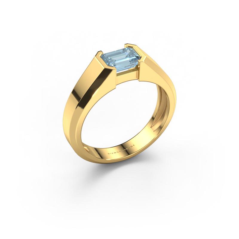Afbeelding van Heren ring Rick 585 goud Blauwe lab grown diamant 7x5 mm