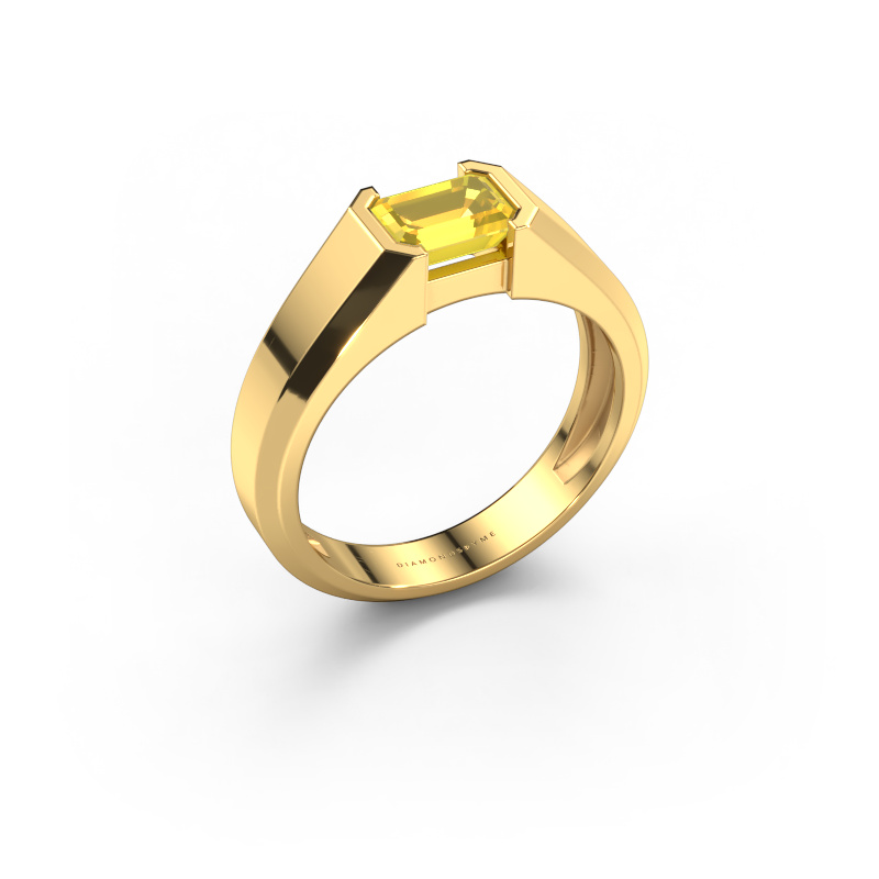 Image de Bague pour homme Rick 585 or jaune Saphir jaune 7x5 mm