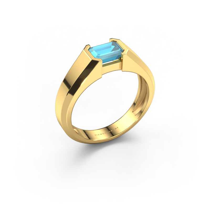 Image of Men's ring Rick 585 gold Blue topaz 7x5 mm