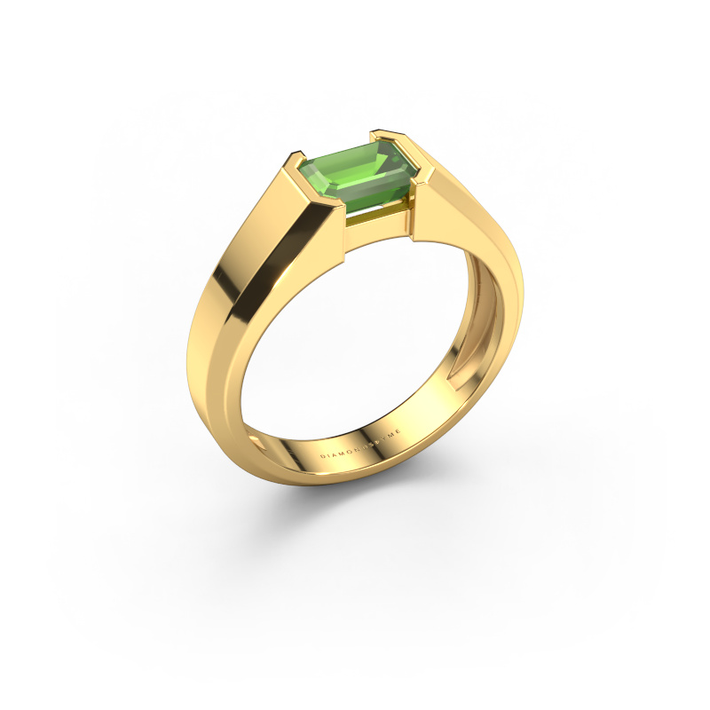 Afbeelding van Heren ring Rick 585 goud Toermalijn groen 7x5 mm