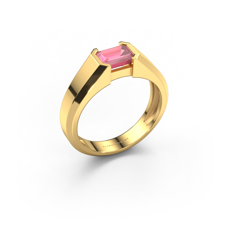 Afbeelding van Heren ring Rick 585 Goud Toermalijn pink 7x5 mm