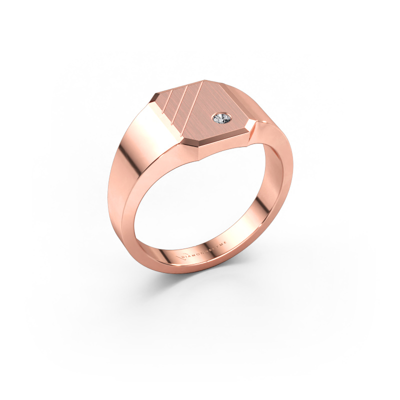 Image de Chevalière Patrick 1 585 or rose Zircone 2 mm
