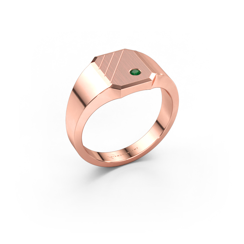 Bild av Signetring Patrick 1 585 roséguld Smaragd 2 mm