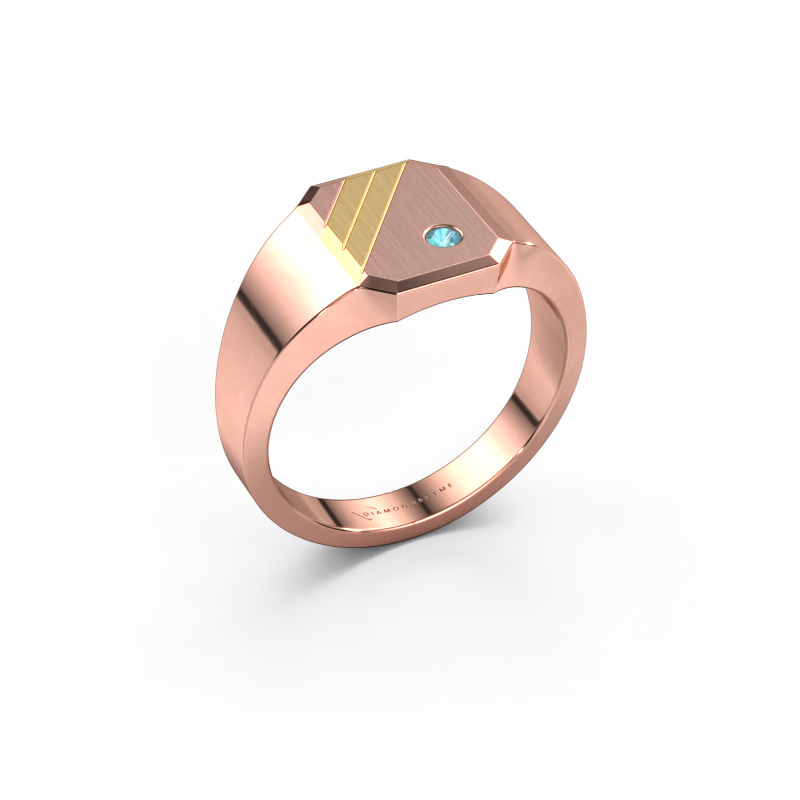 Image of Signet ring Patrick 1 585 rose gold Blue topaz 2 mm