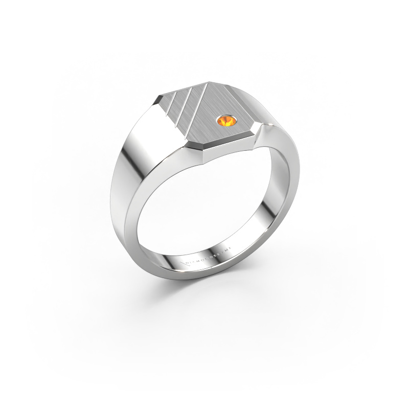 Image of Signet ring Patrick 1 950 platinum Citrin 2 mm