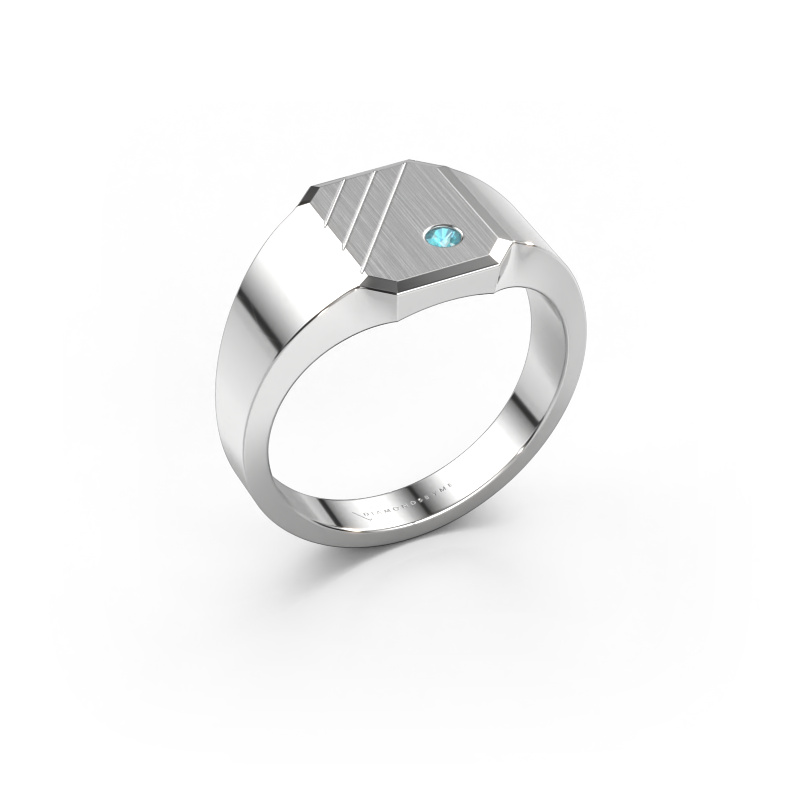 Bild von Siegelring Patrick 1 950 Platin Blau Topas 2 mm