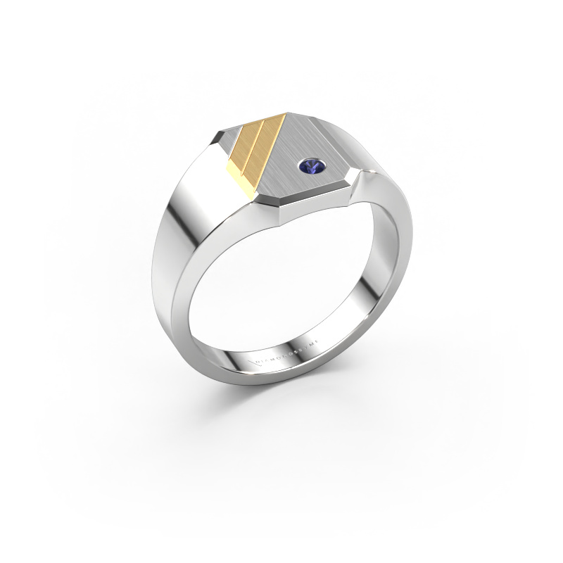 Image of Signet ring Patrick 1 585 white gold Sapphire 2 mm