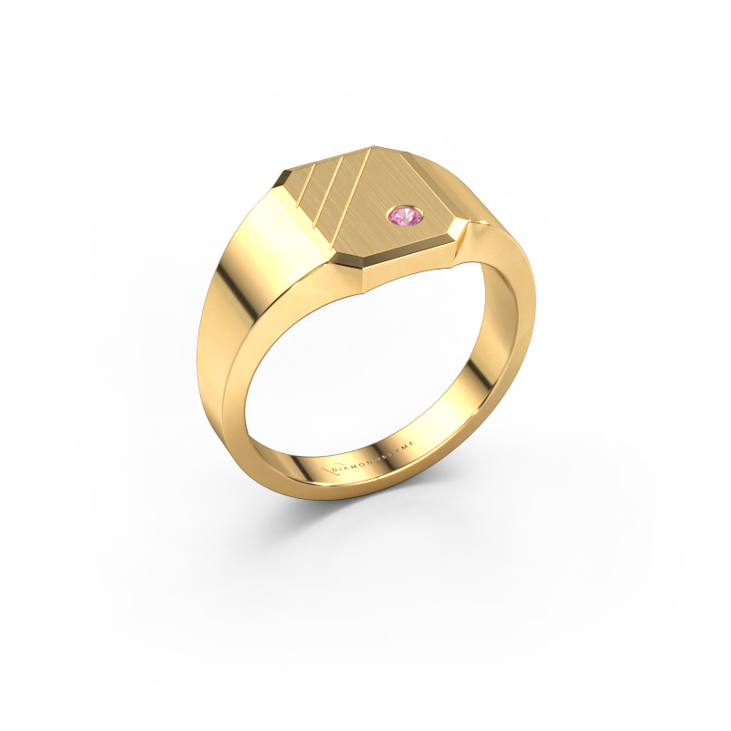 Image of Signet ring Patrick 1 585 gold Pink sapphire 2 mm