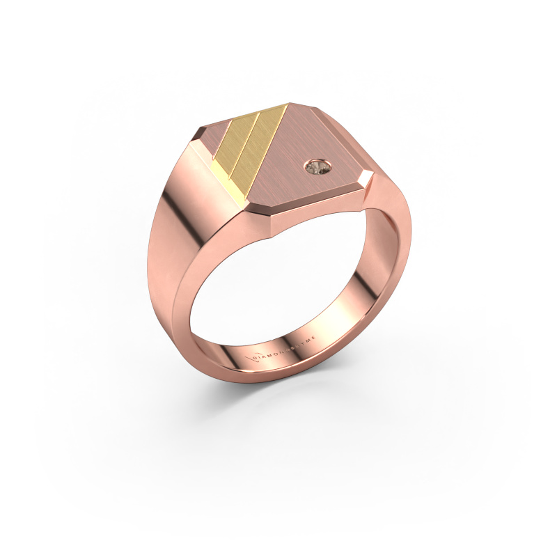 Image de Chevalière Patrick 2 585 or rose Diamant brun 0.03 crt