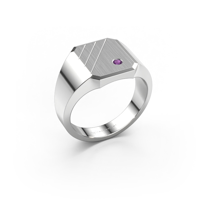 Image of Signet ring Patrick 2 950 platinum Amethyst 2 mm