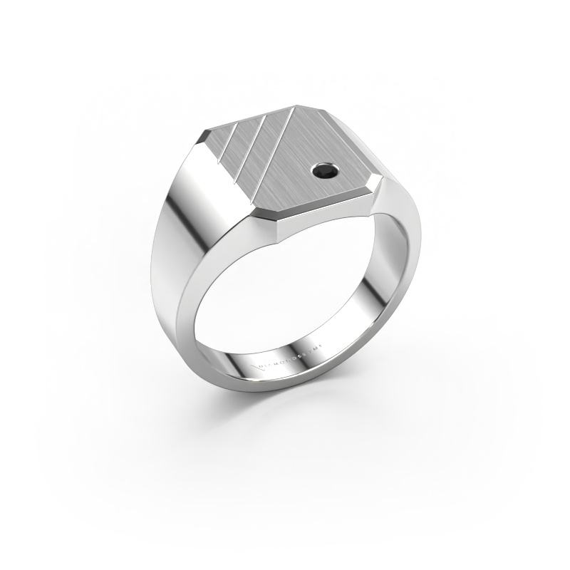 Bild von Siegelring Patrick 2 950 Platin Schwarz Diamant 0.036 crt