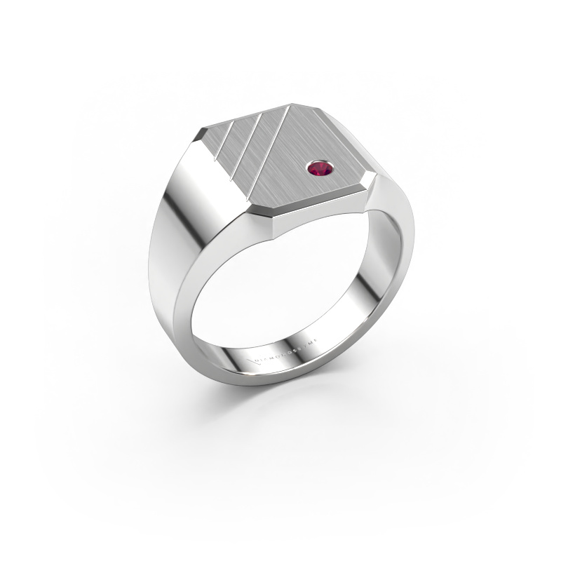 Image of Signet ring Patrick 2 950 platinum Rhodolite 2 mm