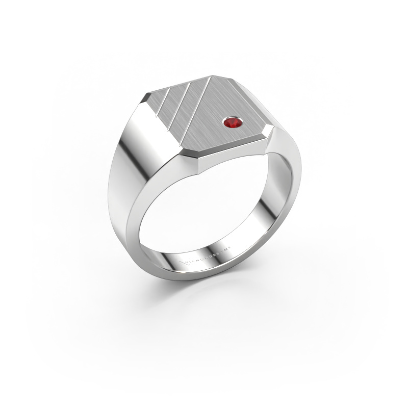 Image of Signet ring Patrick 2 950 platinum Ruby 2 mm