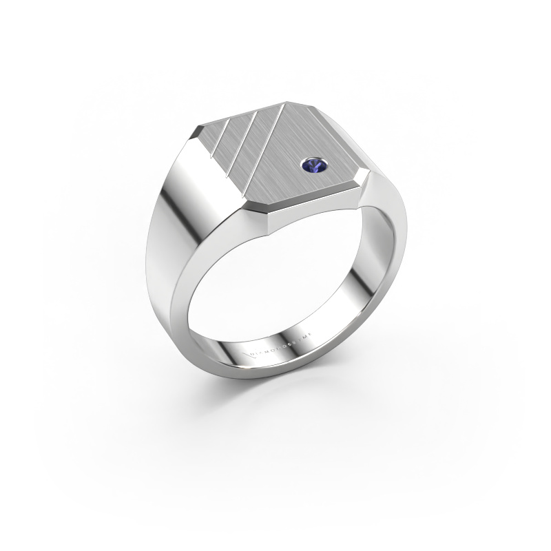 Afbeelding van Zegelring Patrick 2 950 platina Saffier 2 mm