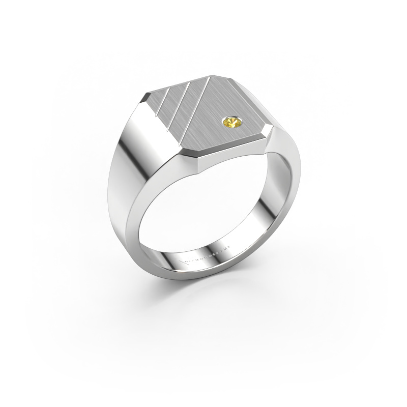 Image of Signet ring Patrick 2 950 platinum Yellow sapphire 2 mm
