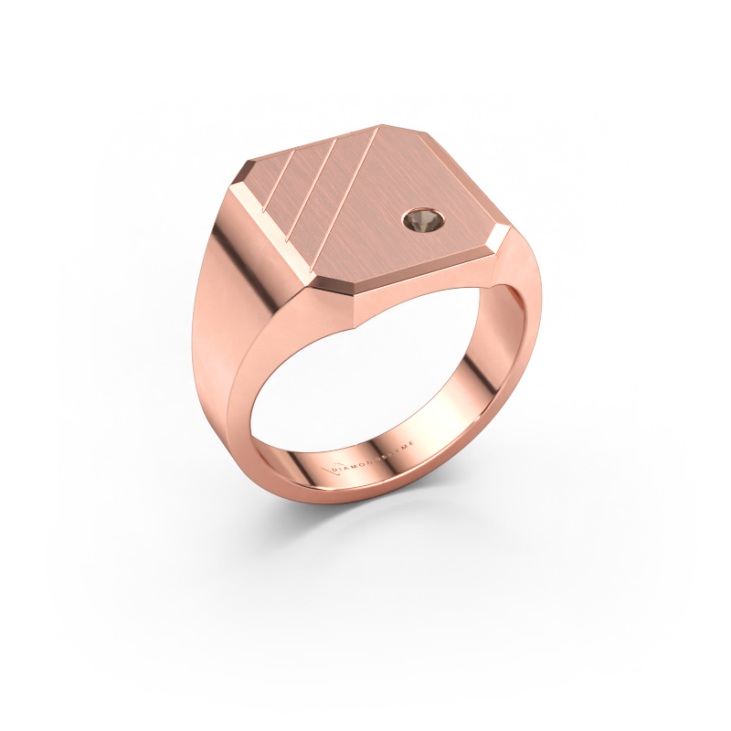 Image de Chevalière Patrick 3 585 or rose Quartz fumé 2.5 mm