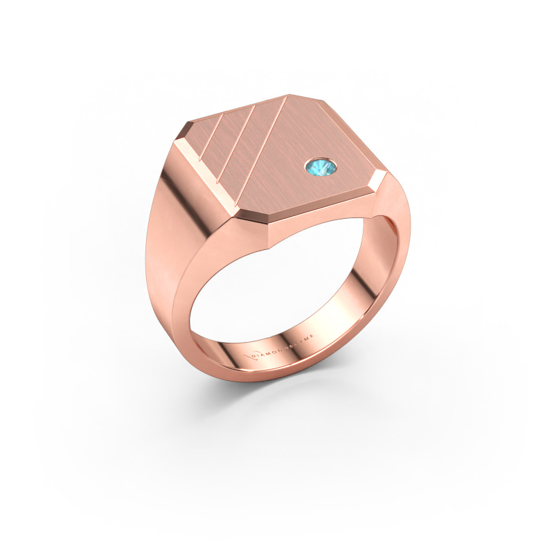 Bild av Signetring Patrick 3 585 roséguld Blå topas 2.5 mm
