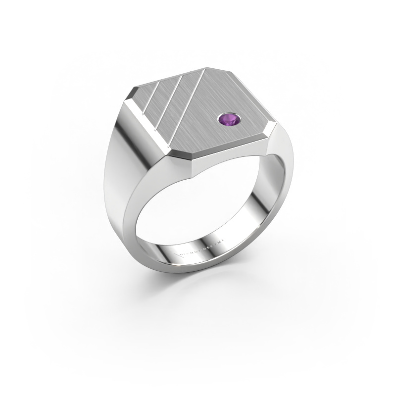 Bild von Siegelring Patrick 3 585 Weißgold Amethyst 2.5 mm