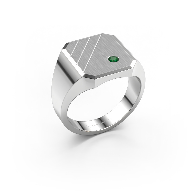 Image of Signet ring Patrick 3 950 platinum Emerald 2.5 mm