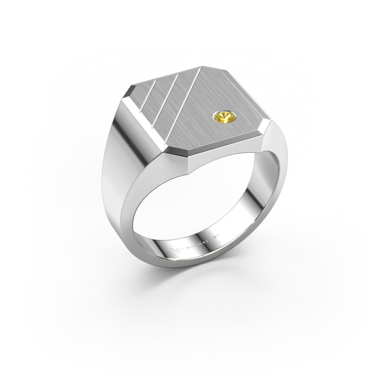 Image of Signet ring Patrick 3 950 platinum Yellow sapphire 2.5 mm