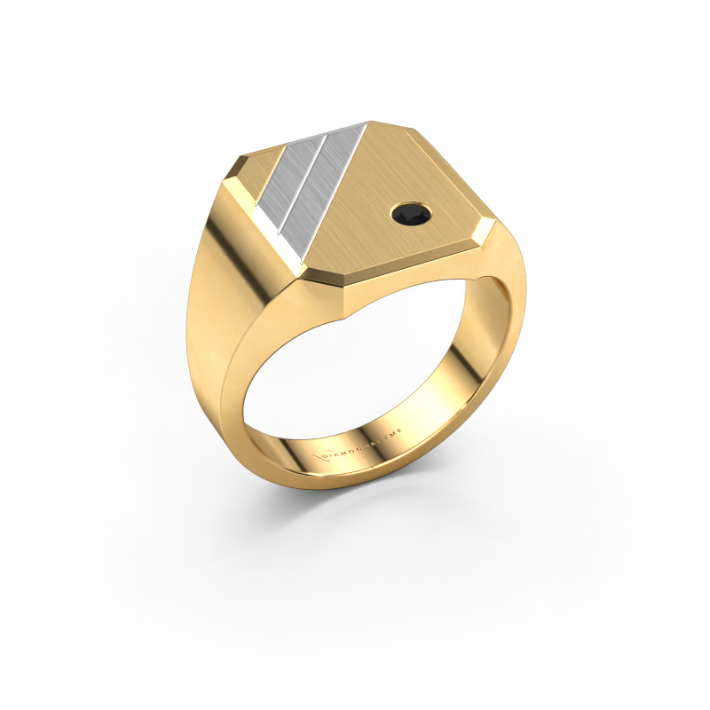 Bild von Siegelring Patrick 3 585 Gold Schwarz Diamant 0.072 crt