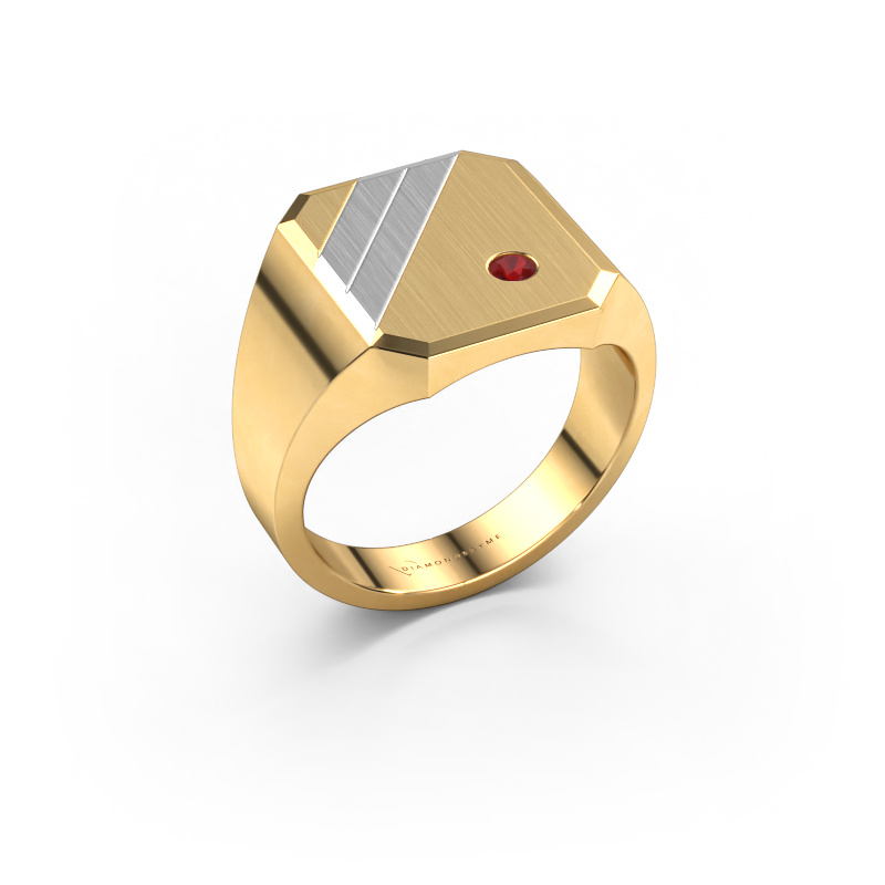 Afbeelding van Zegelring Patrick 3 585 goud Robijn 2.5 mm