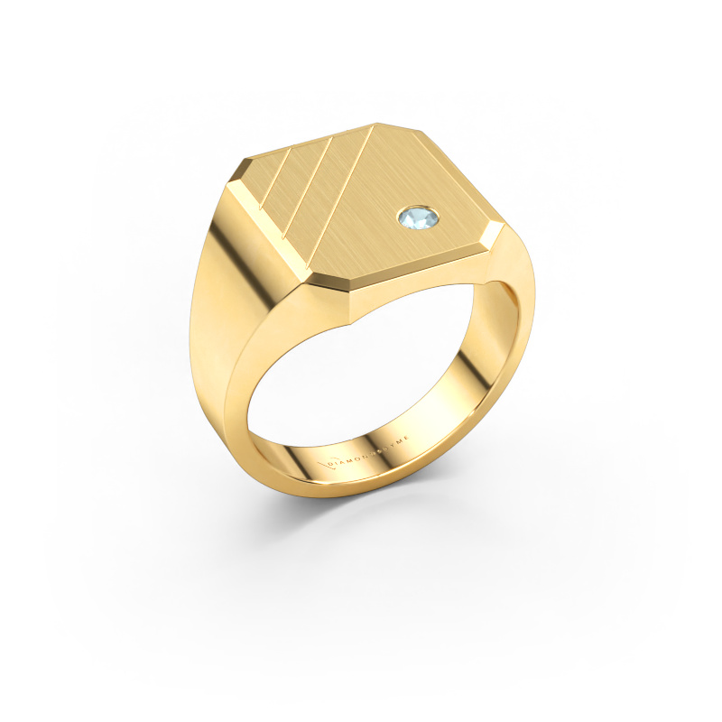 Bild av Signetring Patrick 3 585 gult guld Akvamarin 2.5 mm
