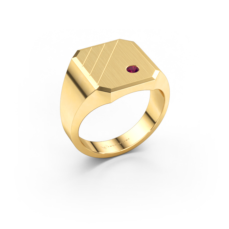 Image de Chevalière Patrick 3 585 or jaune Rhodolite 2.5 mm