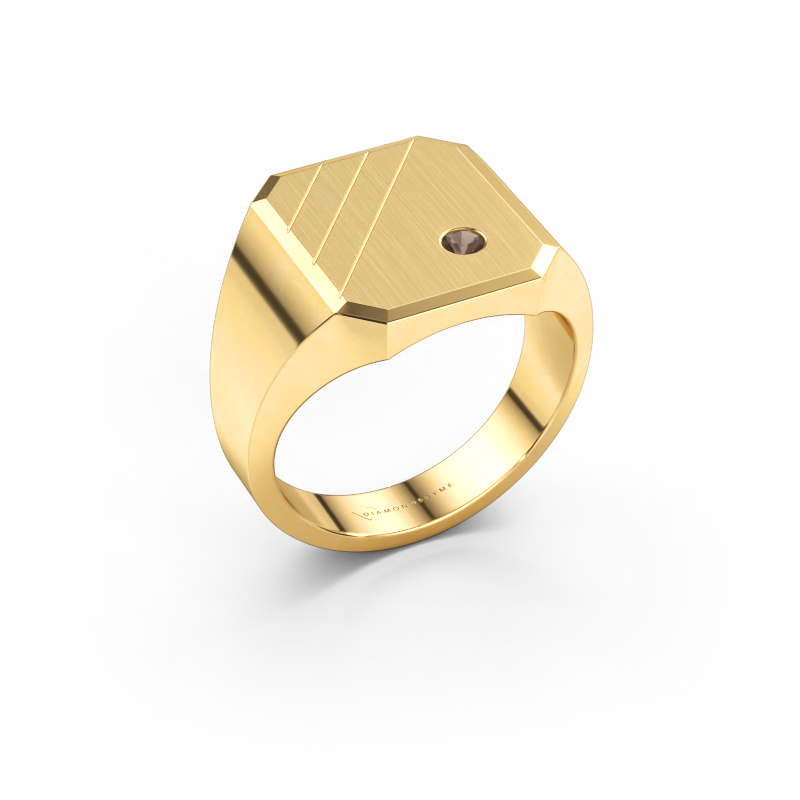 Image de Chevalière Patrick 3 585 or jaune Quartz fumé 2.5 mm