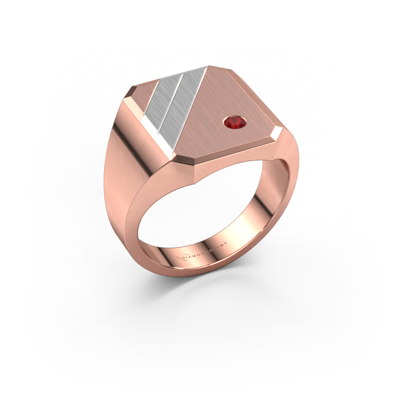 Image of Signet ring Patrick 4 585 rose gold Ruby 2.5 mm