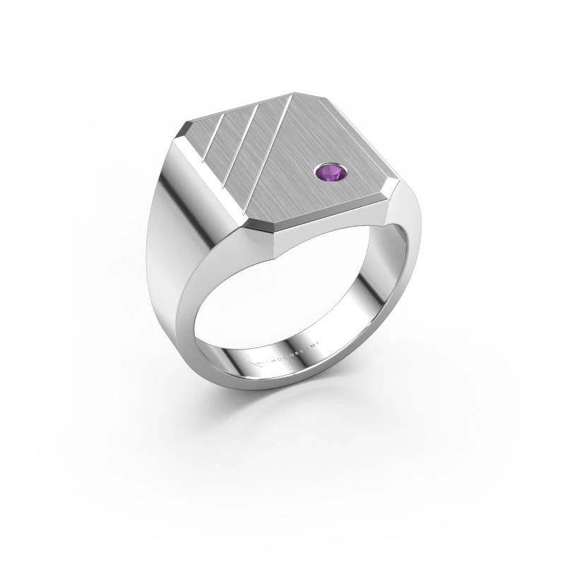 Image of Signet ring Patrick 4 950 platinum Amethyst 2.5 mm