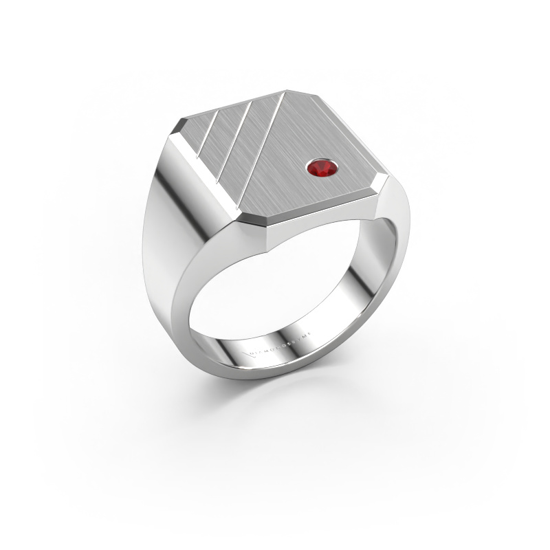 Image of Signet ring Patrick 4 585 white gold Ruby 2.5 mm