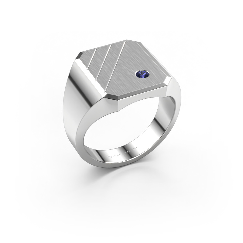 Image of Signet ring Patrick 4 950 platinum Sapphire 2.5 mm
