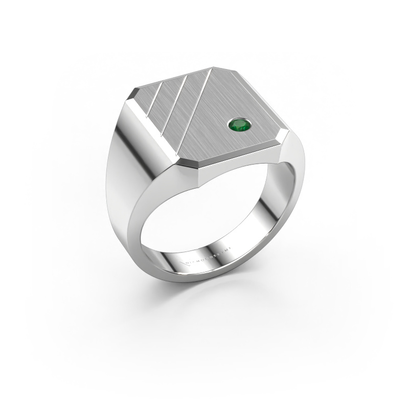 Image of Signet ring Patrick 4 950 platinum Emerald 2.5 mm