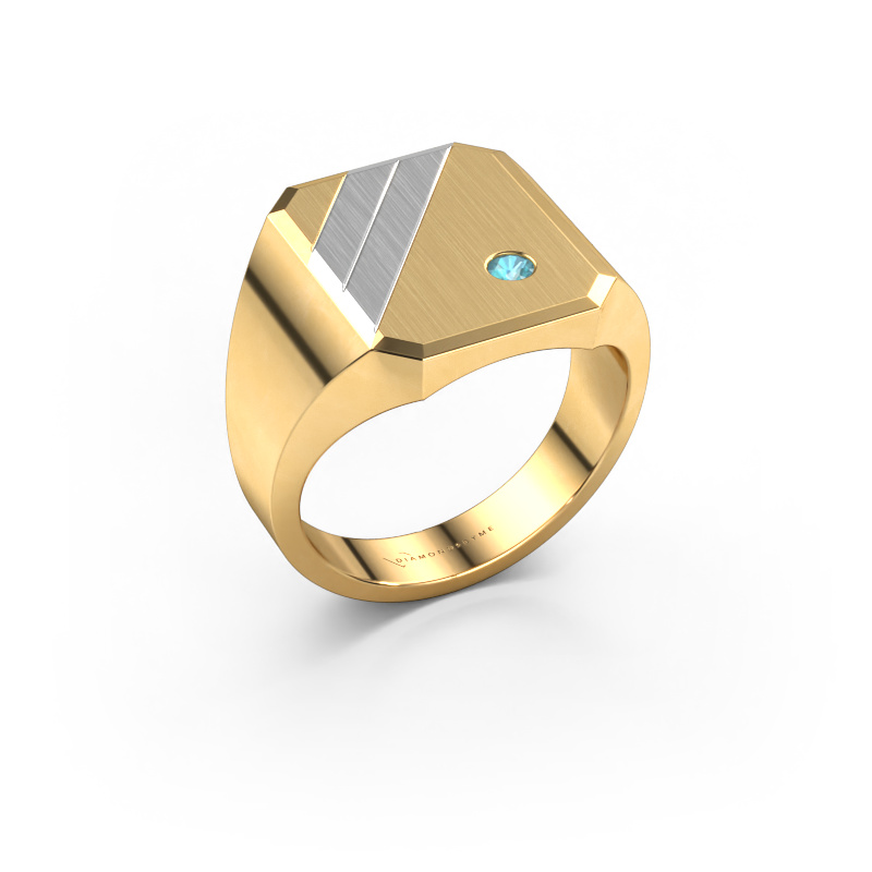 Afbeelding van Zegelring Patrick 4 585 goud Blauw topaas 2.5 mm