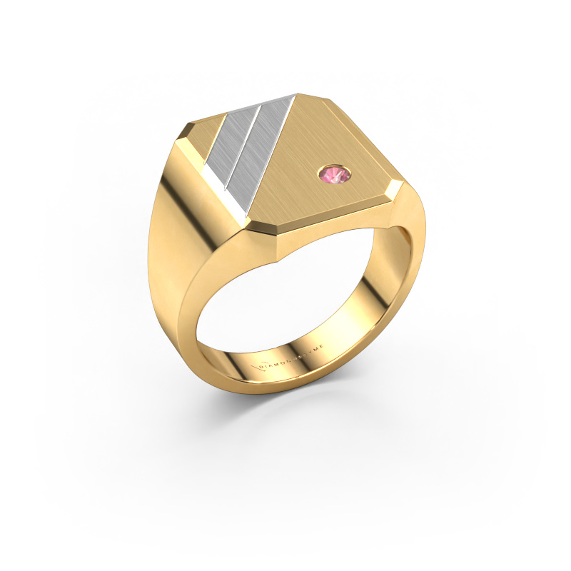 Image of Signet ring Patrick 4 585 gold Tourmaline pink 2.5 mm