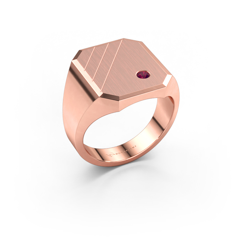 Image de Chevalière Patrick 5 585 or rose Rhodolite 2.5 mm