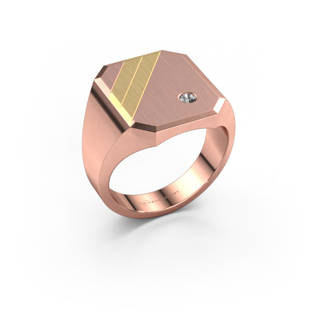 Afbeelding van Zegelring Patrick 5 585 rosé goud Lab-grown diamant 0.06 crt
