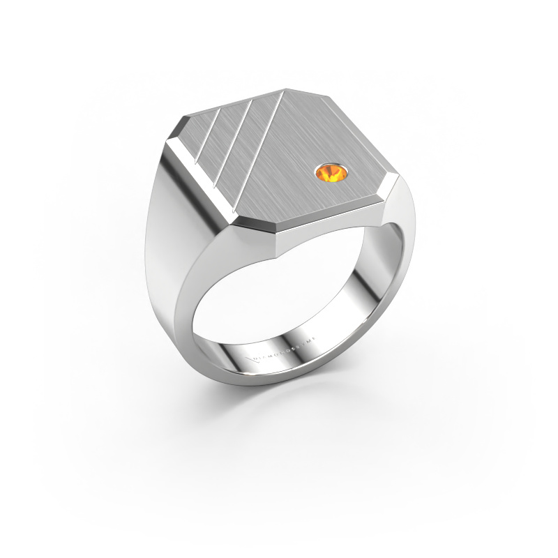 Image of Signet ring Patrick 5 950 platinum Citrin 2.5 mm
