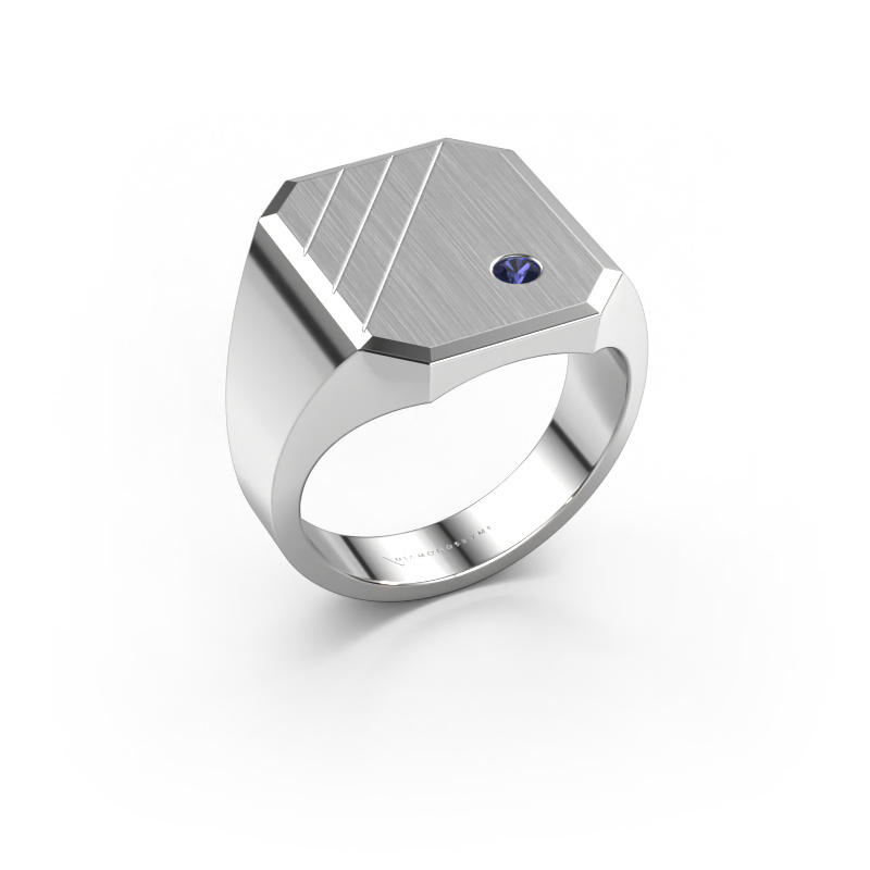 Image of Signet ring Patrick 5 950 platinum Sapphire 2.5 mm
