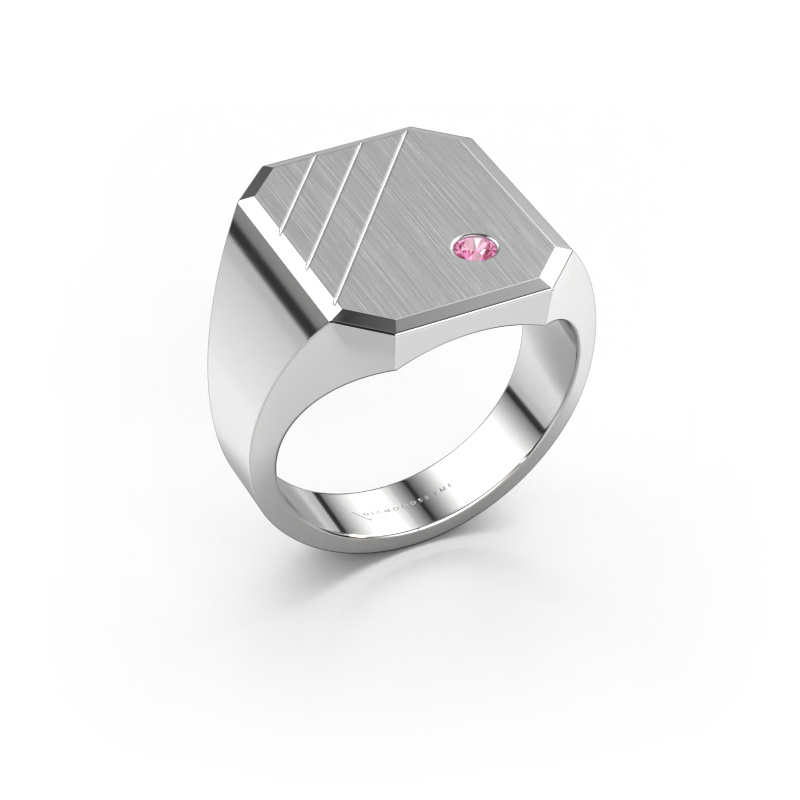 Image of Signet ring Patrick 5 950 platinum Pink sapphire 2.5 mm