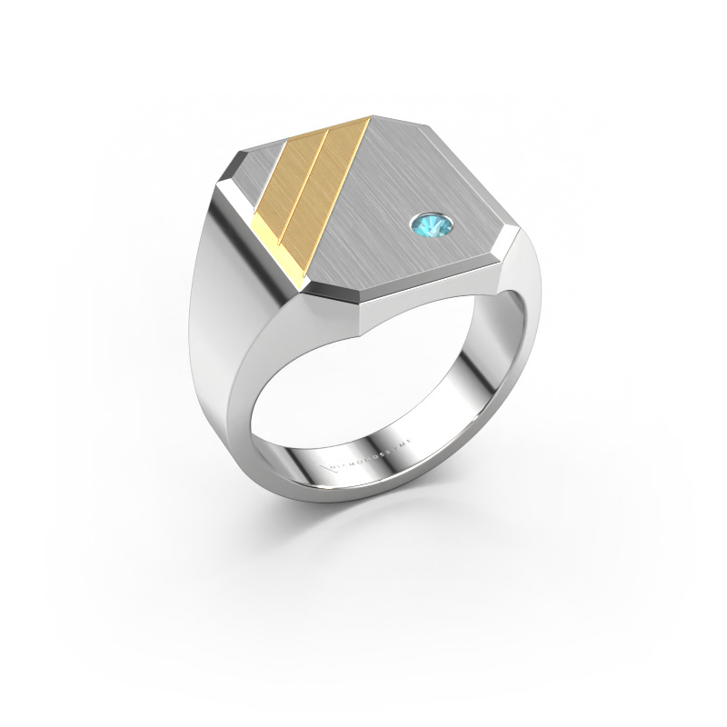 Bild von Siegelring Patrick 5 585 Weißgold Blau Topas 2.5 mm
