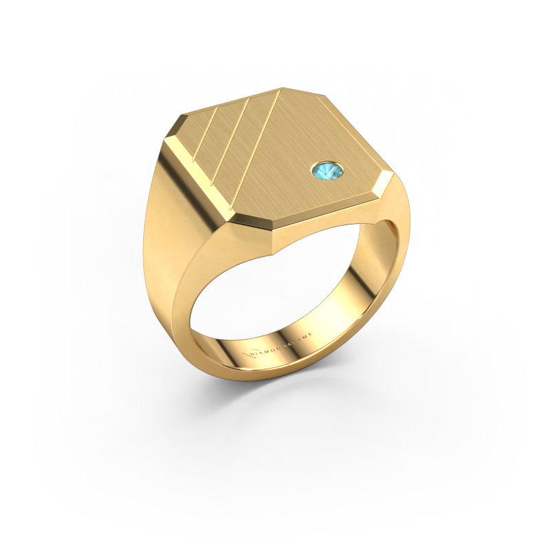 Image of Signet ring Patrick 5 585 gold Blue topaz 2.5 mm